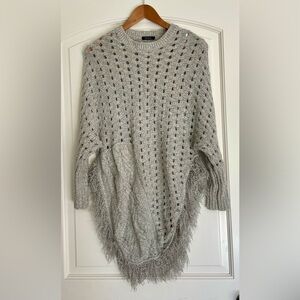 TCEC Gray Knit Chunky Women’s Sweater Shall Poncho Tunic Size M